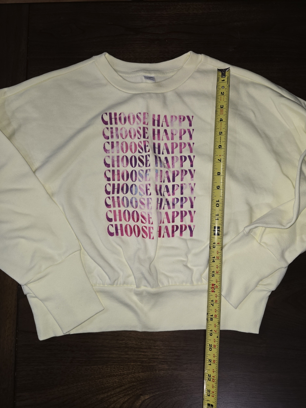 Old Navy Cream Crewneck Sweatshirt with Pink "CHOOSE HAPPY" Graphic